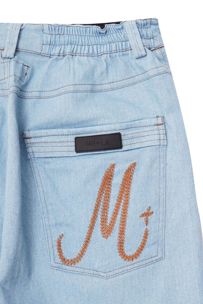 "VAPOR BLUE" DOUBLE KNEE PHAT SHORTS