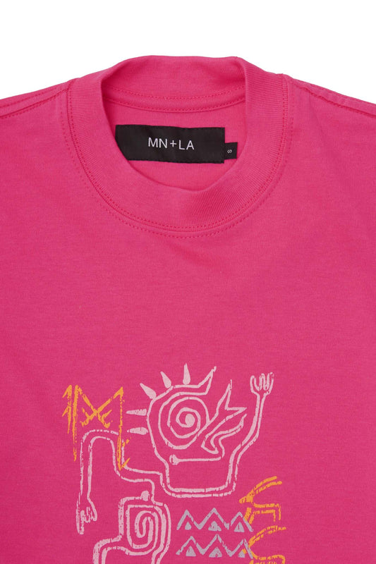 "SPIRIT WALKER" ULTRA HEAVY TEE IN STATIC PINK