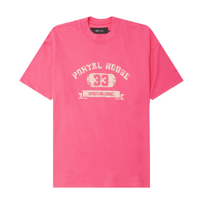"PORTAL HOUSE 33" ULTRA HEAVY TEE IN STATIC PINK