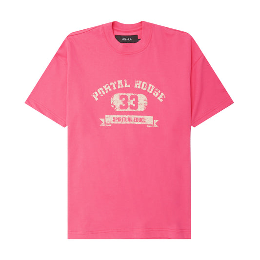 "PORTAL HOUSE 33" TEE IN STATIC PINK