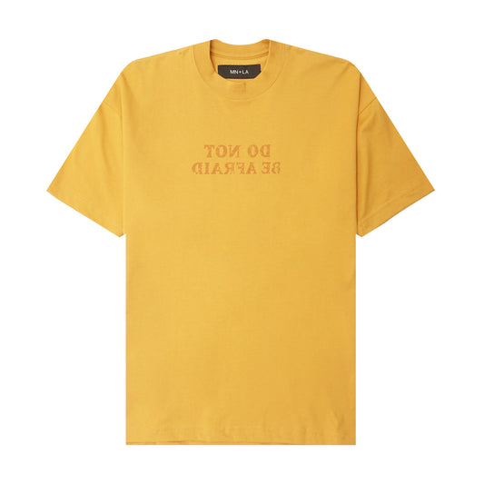 "DO NOT BE AFRAID" TEE IN MUSTARD