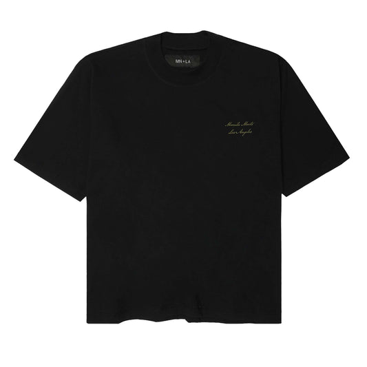 MN+LA™ SCRIPT LOGO TEE IN CAVIAR/OLIVE