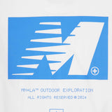 "OUTDOOR EXPLORATION" TEE IN COBALT BLUE