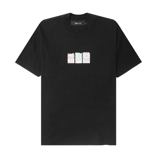 "BUS TIX" TEE IN CAVIAR