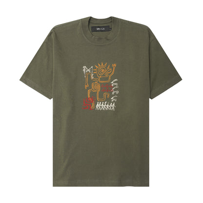 "SPIRIT WALKER" ULTRA HEAVY TEE IN OLIVE