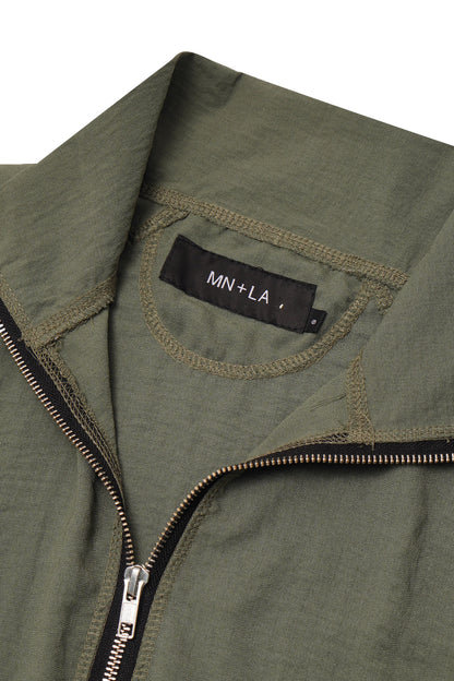LINEN QUARTER ZIP L/S TEE V2 IN MOSS