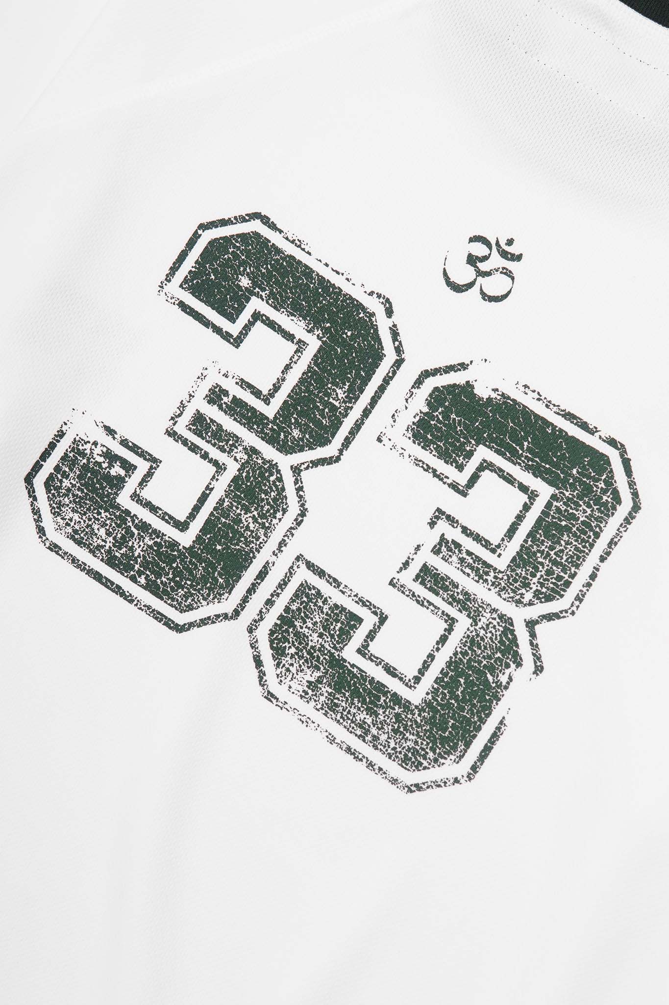 "33" TEE IN WHITE/HUNTER GREEN