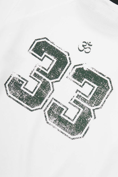 "33" TEE IN WHITE/HUNTER GREEN