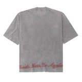 "LEAVE ME ALONE" TEE IN STONE/DARK TEAL