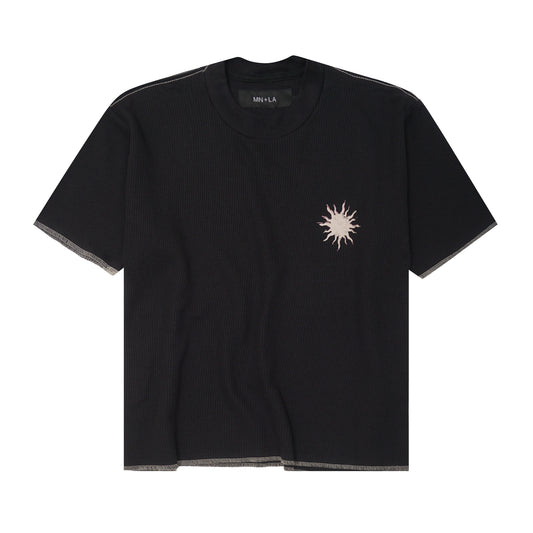 "RADIANCE" WAFFLE TEE IN ANTHRACITE