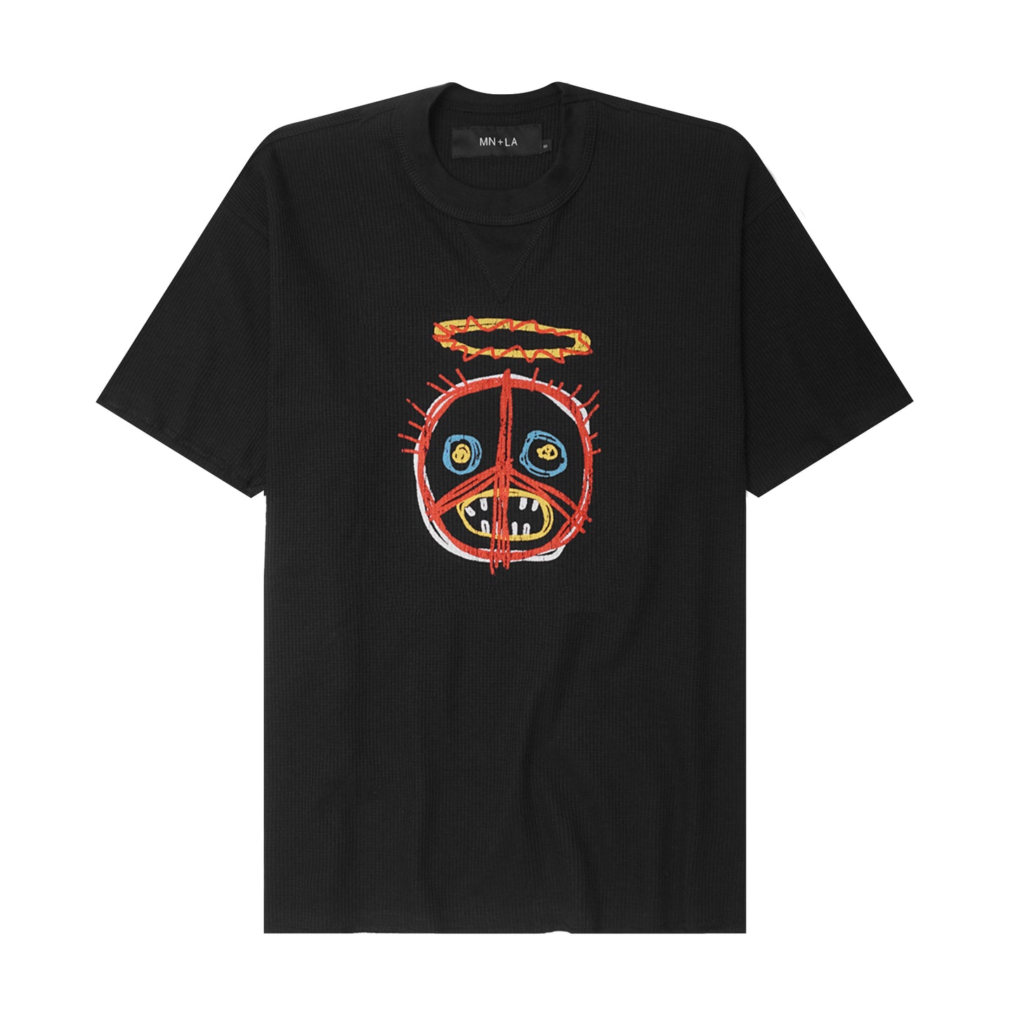 "PEACE THROUGH CHAOS" WAFFLE TEE IN ANTHRACITE