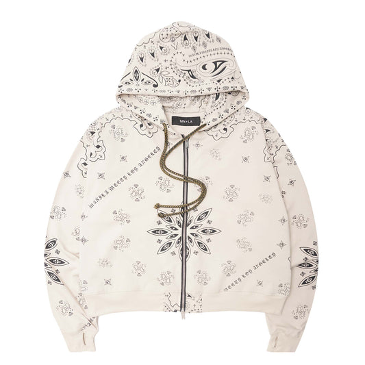 "PEACE PAISLEY" ZIP HOODIE IN OAT