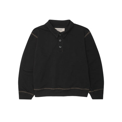 LITTLE HUMAN™ RUGBY L/S WAFFLE TEE IN ANTHRACITE/OLIVE