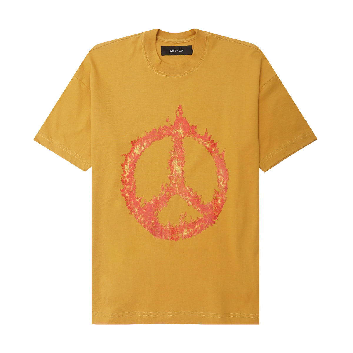 "BURN IN PEACE" TEE IN MUSTARD