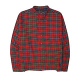 MANDARIN L/S SHIRT IN CRIMSON NAVY PLAID