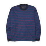 STRIPED LONGSLEEVE TEE IN NAVY/CRIMSON