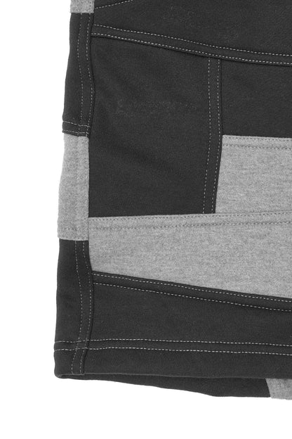 NEEDLEWORK SWEATSHORTS IN CAVIAR/HEATHER GREY