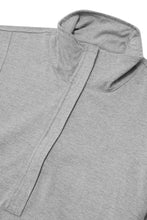 QUARTER ZIP L/S TEE IN HEATHER GREY