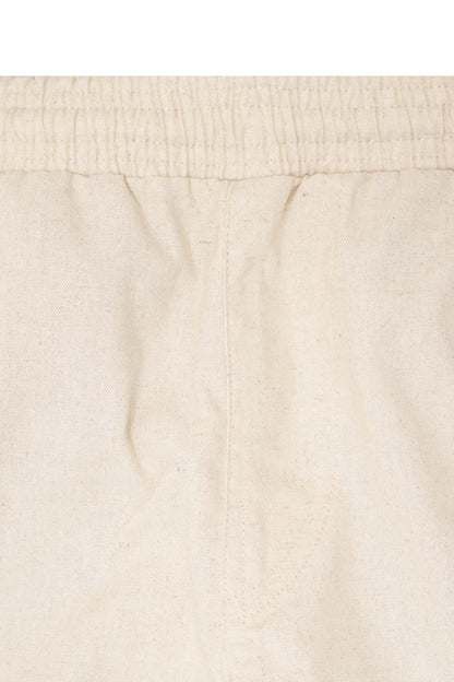 LINEN PLEATED WIDE PANTS IN OAT/OLIVE