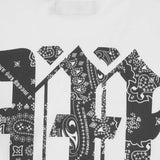 M'$ PAISLEY PATCHWORK MILITIA MOCK NECK TEE IN WHITE