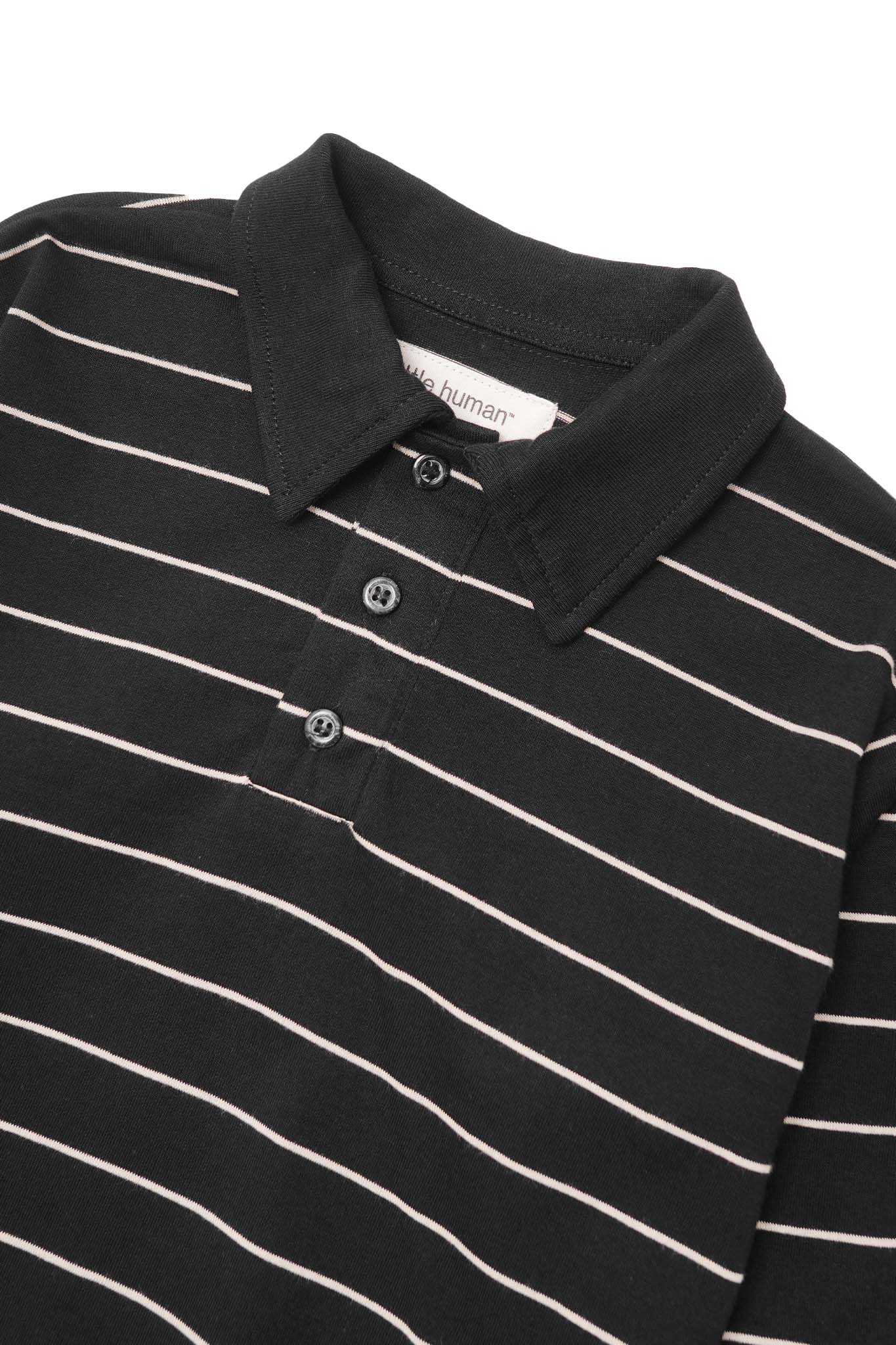 LITTLE HUMAN™ STRIPED RUGBY L/S TEE IN ANTHRACITE/BONE