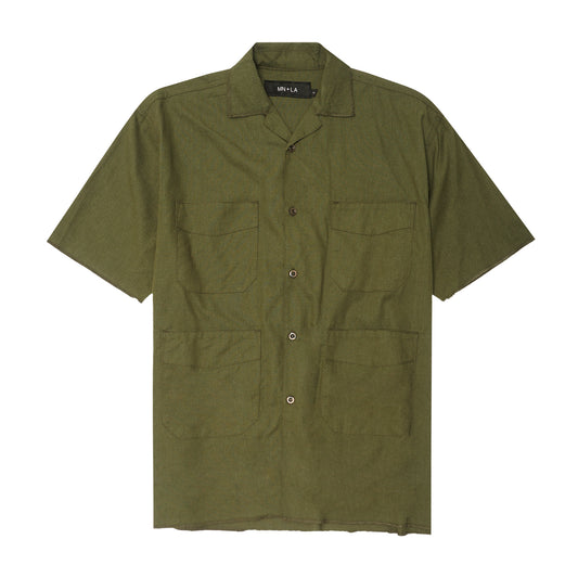 4 POCKET CUBAN SHIRT IN NEEM GREEN