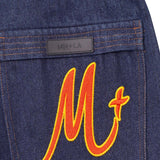 "BURNING STALLION" DOUBLE KNEE PHAT SHORTS IN DENIM SLATE