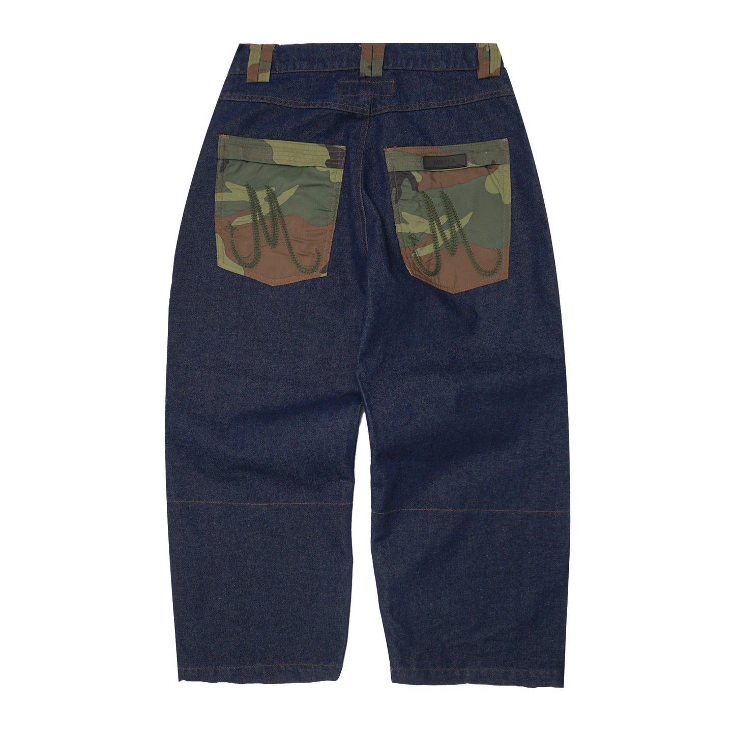 M+ DOUBLE KNEE PHAT PANTS IN DENIM CAMO