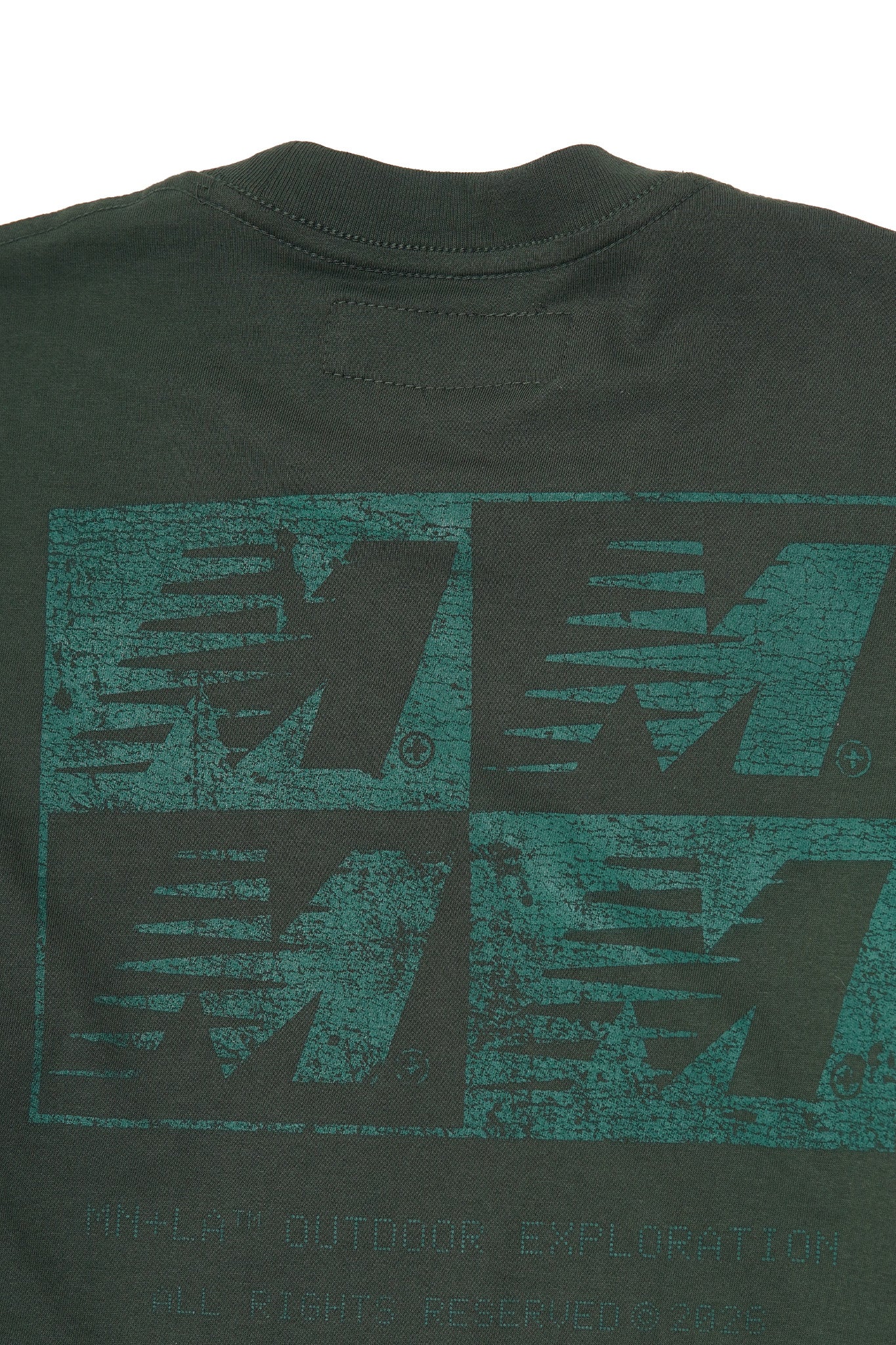 "OUTDOOR EXPLORATION" MULTI LOGO TEE IN HUNTER GREEN