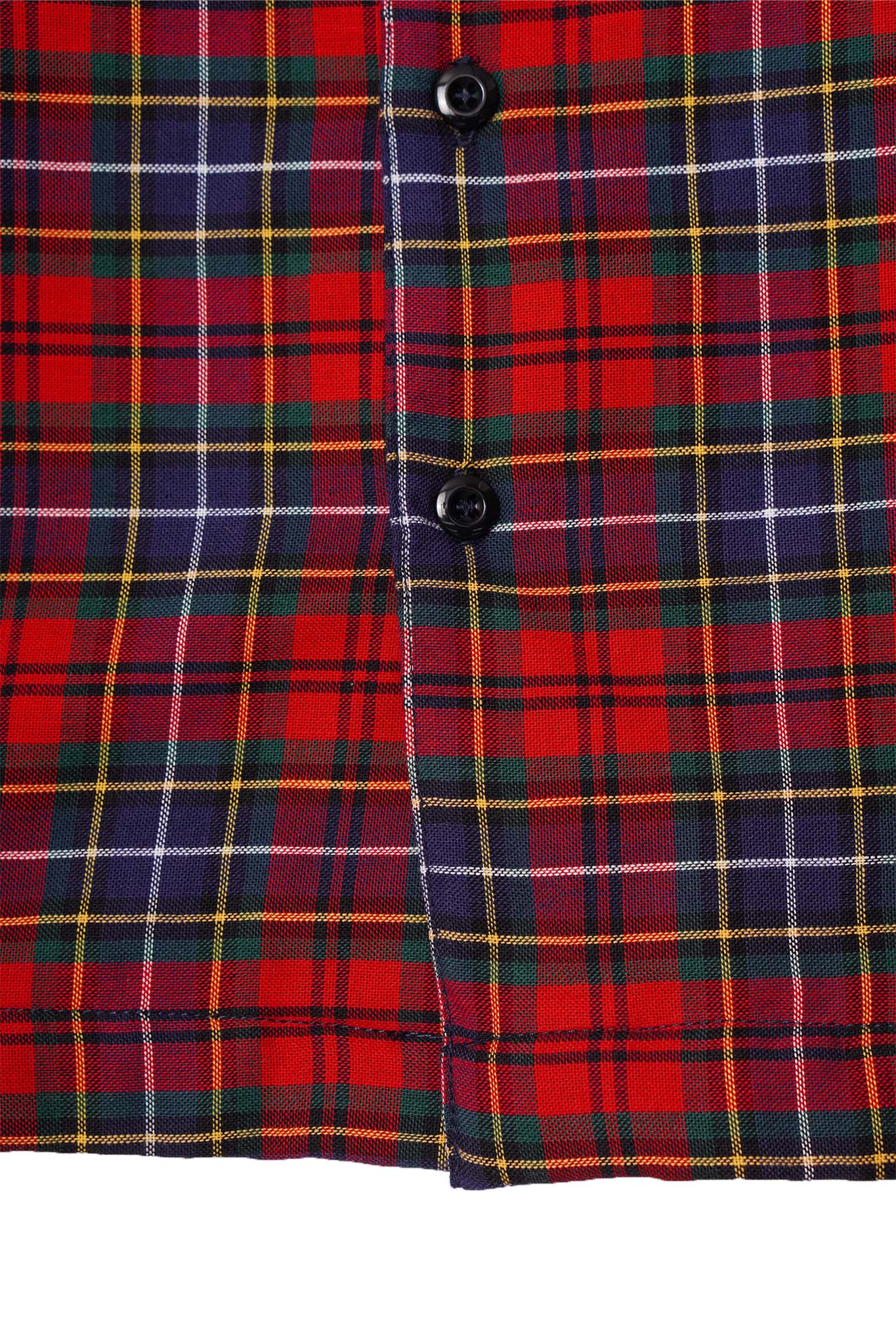 MANDARIN L/S SHIRT IN CRIMSON NAVY PLAID