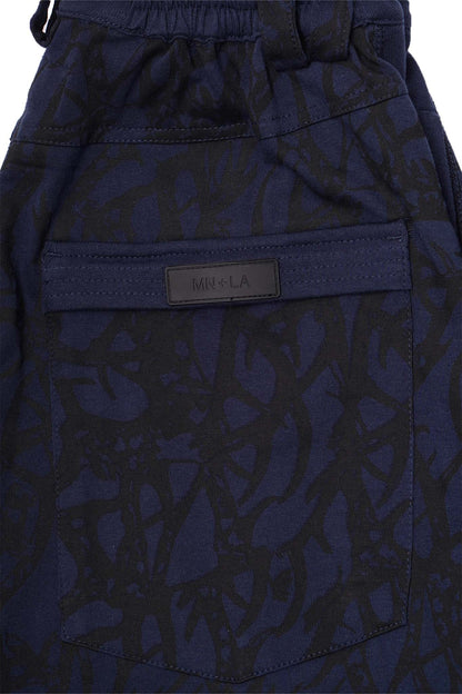 "VINES AND THORNS" OVERPOCKET PHAT PANTS IN NAVY