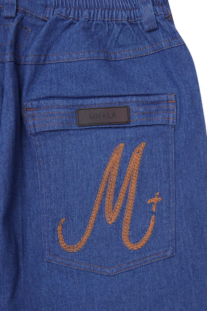"TRUE BLUE" DOUBLE KNEE PHAT SHORTS