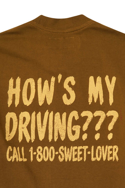 "HOW'S MY DRIVING???" ULTRA HEAVY TEE IN RUST