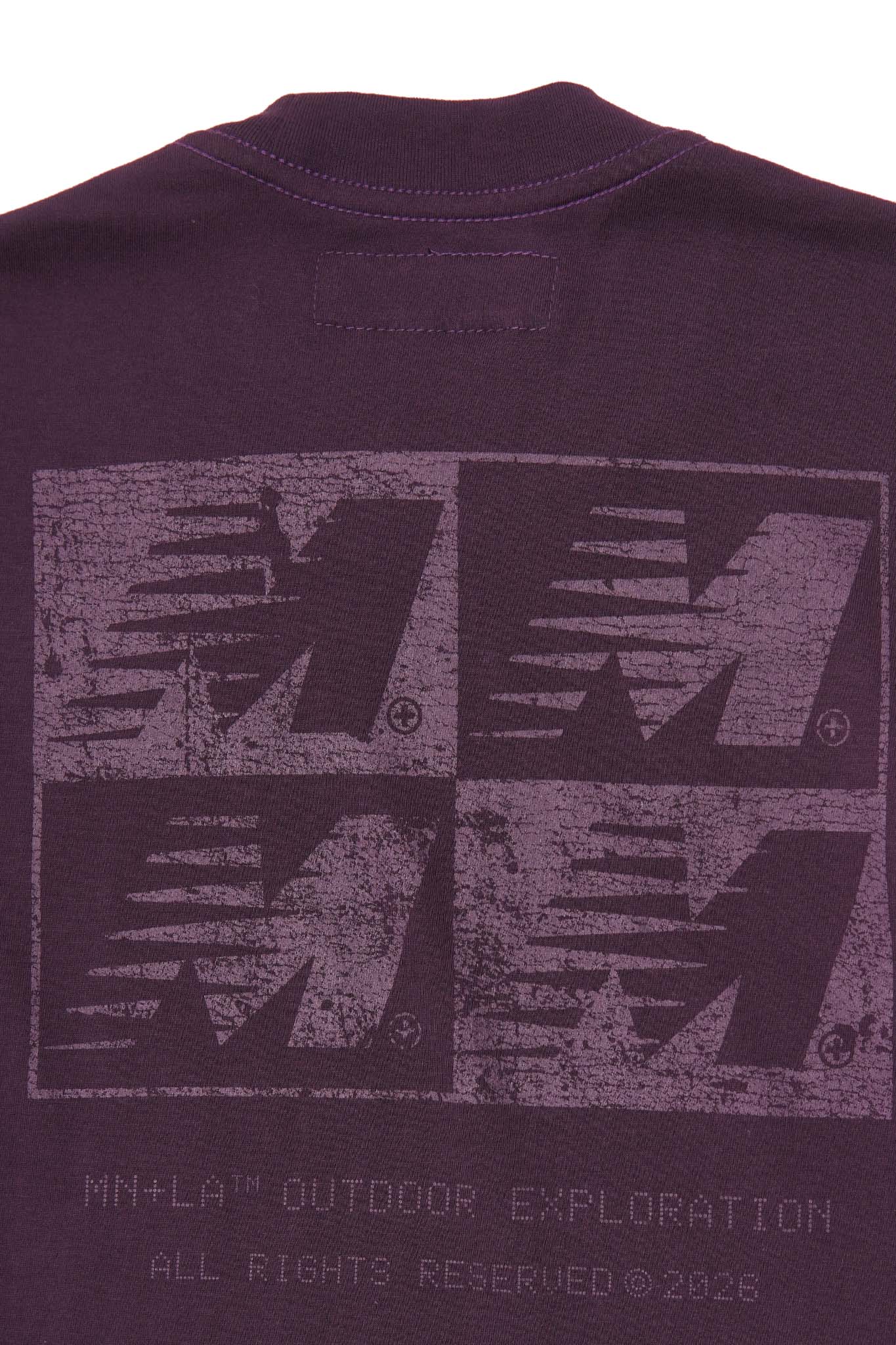 "OUTDOOR EXPLORATION" MULTI LOGO TEE IN SHADOW PURPLE