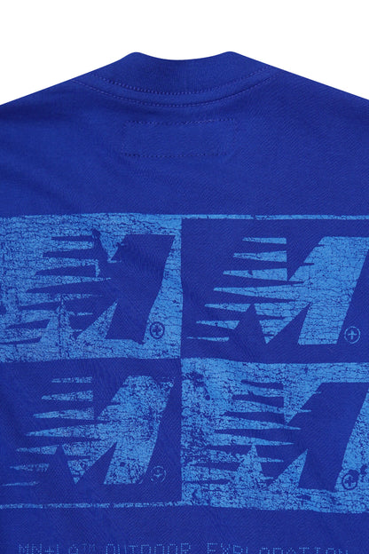 "OUTDOOR EXPLORATION" MULTI LOGO TEE IN ELECTRIC BLUE