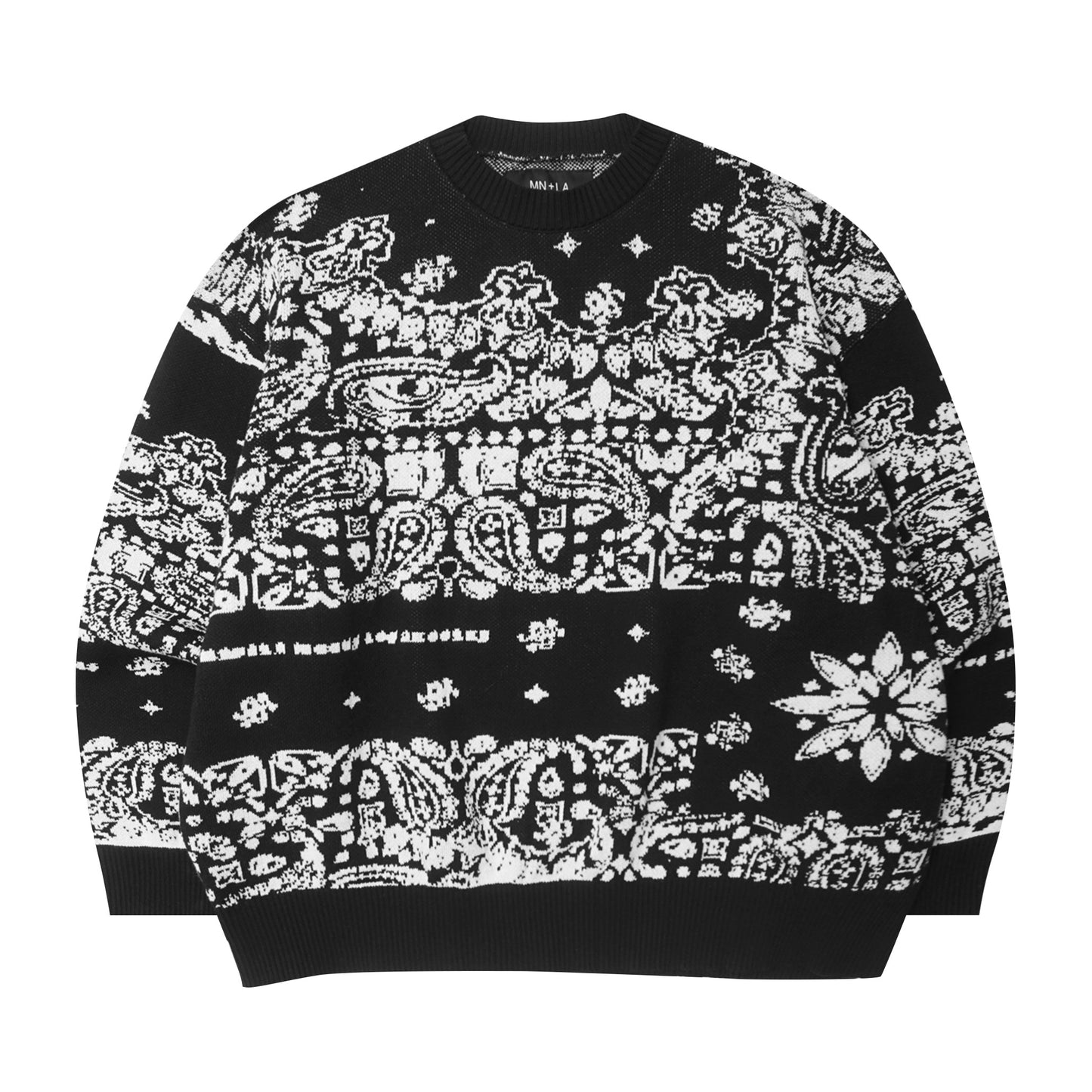 "PEACE PAISLEY" KNITTED SWEATSHIRT IN ANTHRACITE