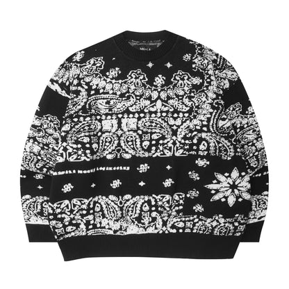 "PEACE PAISLEY" KNITTED SWEATSHIRT IN ANTHRACITE