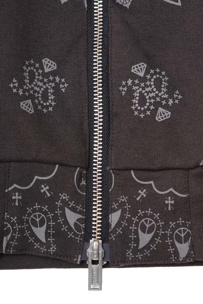 CLASSIC ZIP HOODIE IN IRON PAISLEY