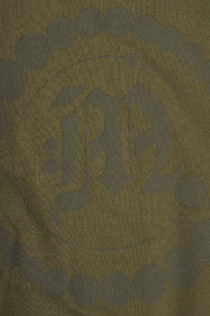 "CROP CIRCLES" MOCK NECK TEE IN OLIVE
