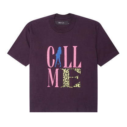 "CALL ME" TEE IN SHADOW PURPLE