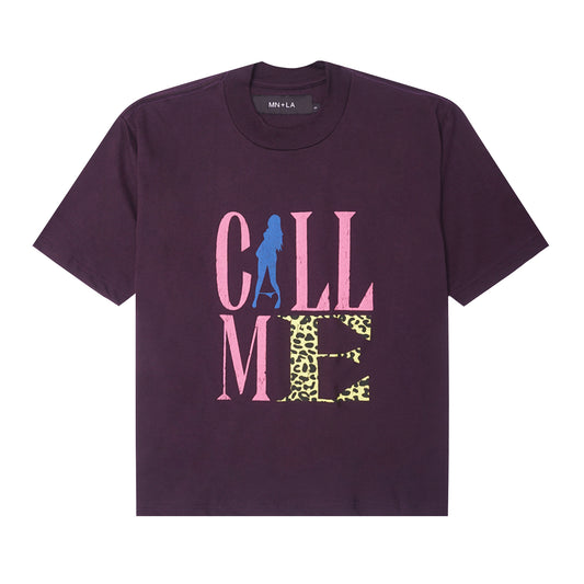 "CALL ME" TEE IN SHADOW PURPLE