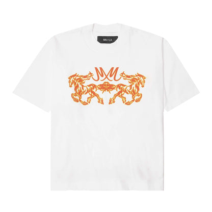 “BURNING STALLION” TEE IN WHITE