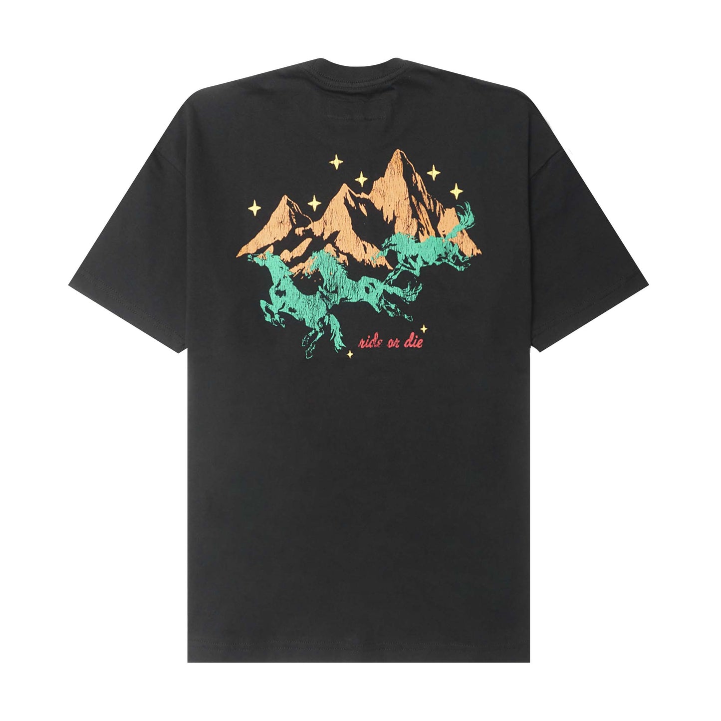 "RIDE OR DIE" TEE IN CAVIAR
