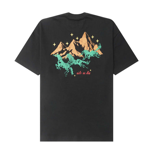 "RIDE OR DIE" TEE IN CAVIAR