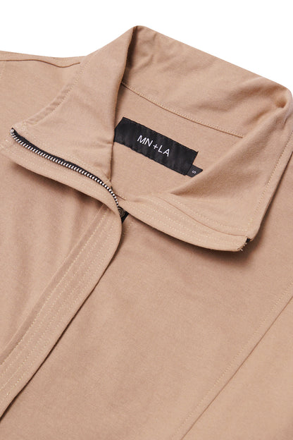 QUARTER ZIP L/S TEE IN BISQUE