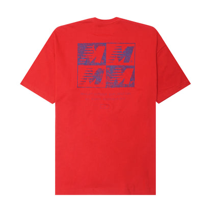 "OUTDOOR EXPLORATION" MULTI LOGO TEE IN RARRI RED