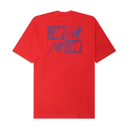 "OUTDOOR EXPLORATION" MULTI LOGO TEE IN RARRI RED