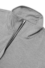 QUARTER ZIP L/S TEE IN HEATHER GREY