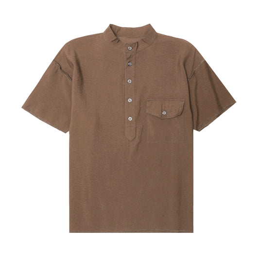 MANDARIN SHIRT IN OLIVE DRAB