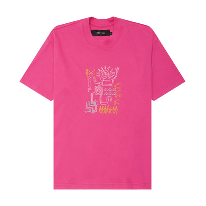 "SPIRIT WALKER" ULTRA HEAVY TEE IN STATIC PINK